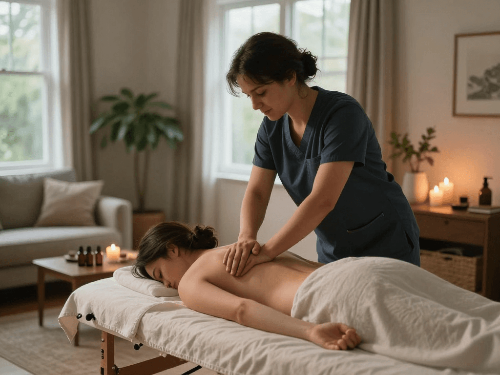 Experience premium 강서구출장안마 services with a therapist providing Swedish massage in a serene home environment.