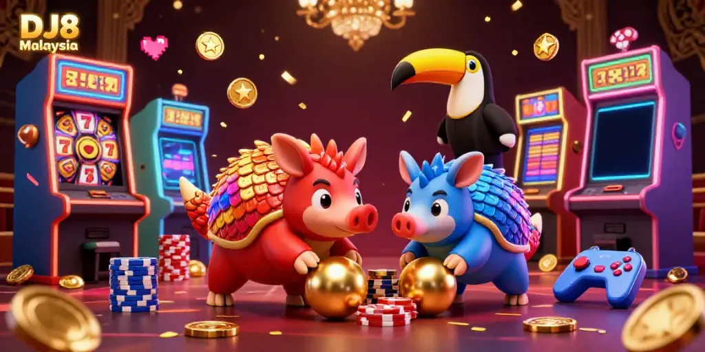 Experience thrilling gameplay at DJ8 Malaysia with competitive pangolins and vibrant casino elements.