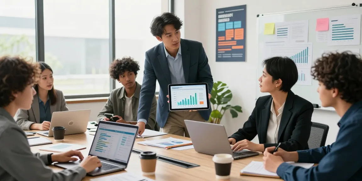 Tim profesional berdiskusi tentang strategi GEGESLOT di ruang kerja modern dengan lingkungan kolaboratif.