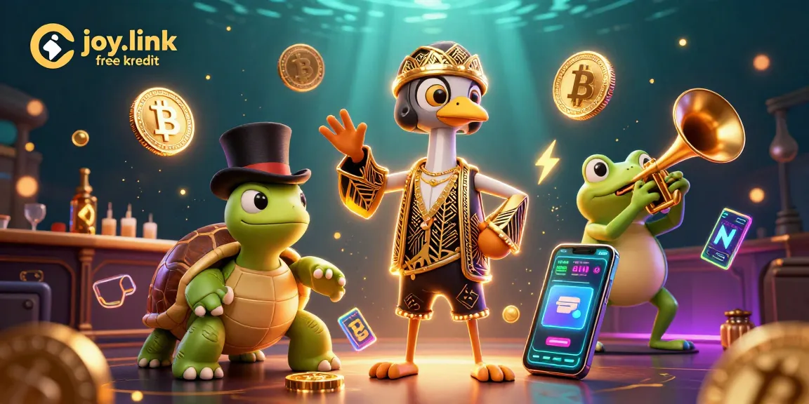 Experience joy.link free kredit at a vibrant speakeasy with cartoon characters embodying 1920s casino culture.